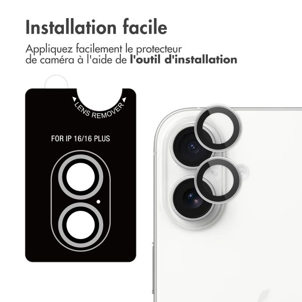 imoshion Lot de 2 protections d'objectif de caméra iPhone 16 / 16 Plus - Blanc