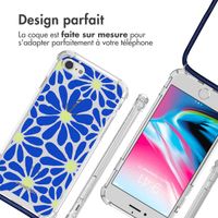 imoshion Coque Design avec cordon iPhone SE (2022 / 2020) / 8 / 7 - Cobalt Blue Flowers Connect