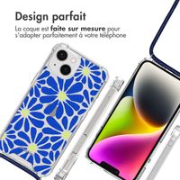 imoshion Coque Design avec cordon iPhone 14 - Cobalt Blue Flowers Connect