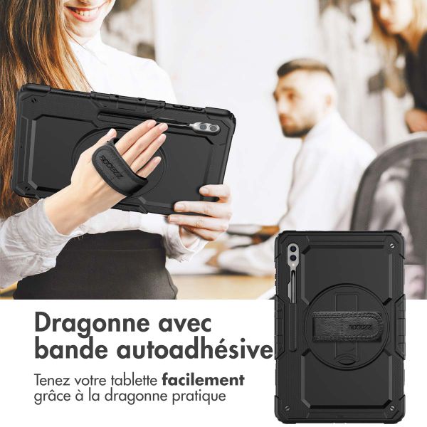 Accezz Coque arrière robuste avec bandoulière Samsung Galaxy Tab S10 Ultra / Tab S9 Ultra 14.6 pouces - Noir