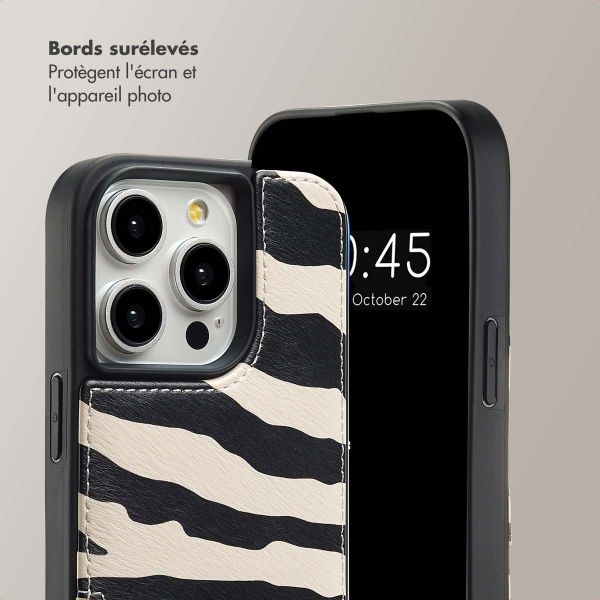 Selencia Coque de télephone Nova avec cordon et porte-cartes Apple iPhone 14 Pro - Zazzy Zebra