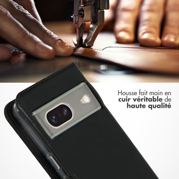 Selencia Étui portefeuille en cuir véritable Google Pixel 7 - Noir