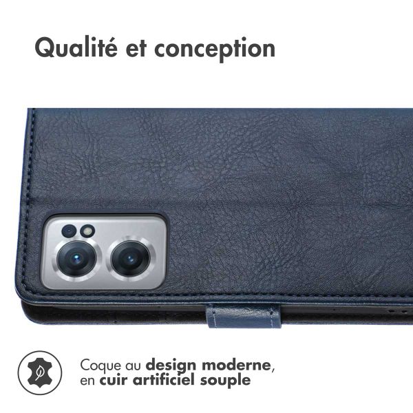 imoshion Étui de téléphone portefeuille Luxe OnePlus Nord CE 2 5G - Bleu foncé