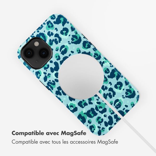 Selencia Coque arrière Vivid Tough avec MagSafe iPhone 14 - Wild Spots Light Blue