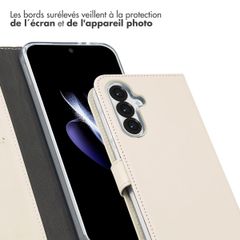 Selencia Étui portefeuille en cuir véritable Samsung Galaxy A36 / A56 - Greige