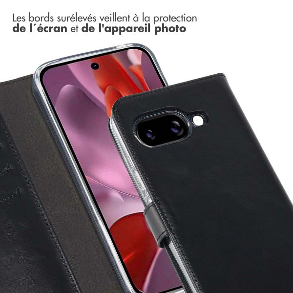 Selencia Étui de téléphone portefeuille en cuir véritable Google Pixel 9A - Noir