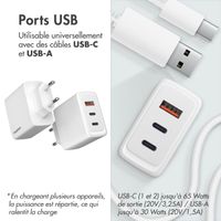 imoshion Adaptateur secteur 65 watts | 2x USB-C + 1x USB-A - Blanc