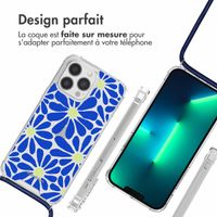 imoshion Coque Design avec cordon iPhone 13 Pro - Cobalt Blue Flowers Connect