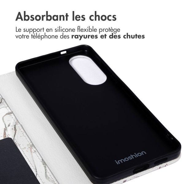 imoshion Étui de télephone portefeuille Design Samsung Galaxy S25 Edge - Sandy Marble