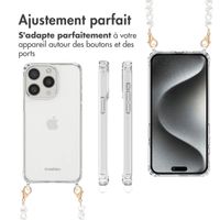 imoshion Coque avec dragonne + ﻿bracelet iPhone 15 Pro Max - Perles cœurs