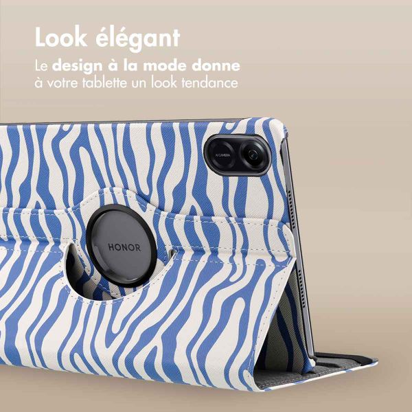 imoshion Coque tablette Design rotatif à 360° Honor Pad X9 - White Blue Stripes