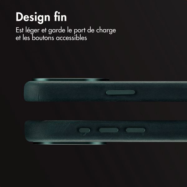 Accezz Coque MagSafe en cuir vintage Apple iPhone 15 Pro Max - Smokey Green