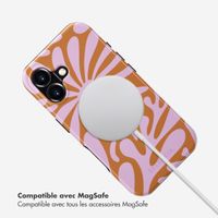 Selencia Coque arrière Vivid Tough avec MagSafe iPhone 16 - Modern Bloom Pink