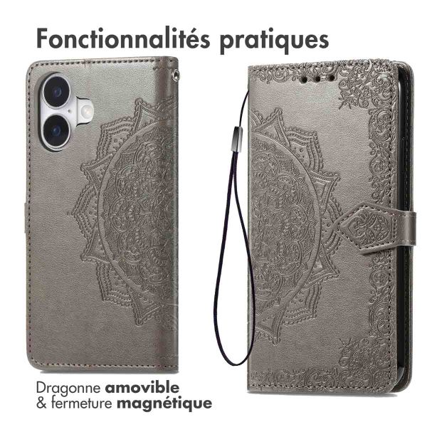 imoshion Etui de télephone Mandala Apple iPhone 16 - Gris