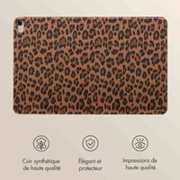 Selencia Coque tablette Sabi avec imprimé léopard Apple iPad 11 (2025) 11 pouces A16 / iPad 10 (2022) 10.9 pouces - Mocha Brown