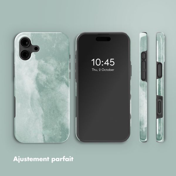 Selencia Coque arrière Vivid Tough avec MagSafe iPhone 16 - Marble Grayed Jade