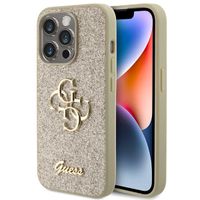 Guess Coque 4G Metal Logo Glitter Apple iPhone 15 Pro - Doré