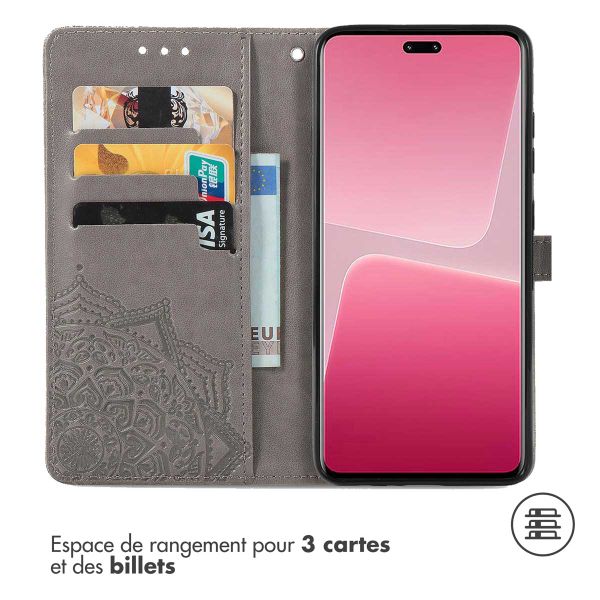 imoshion Etui de téléphone portefeuille Mandala Xiaomi 13 Lite - Gris