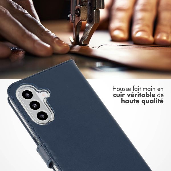 Selencia Étui portefeuille en cuir véritable Samsung Galaxy A26 - Bleu