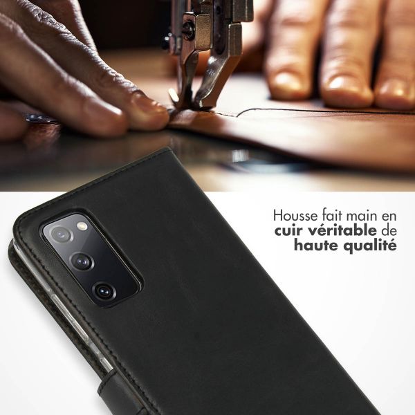 Selencia Étui portefeuille en cuir véritable Samsung Galaxy S20 FE - Noir