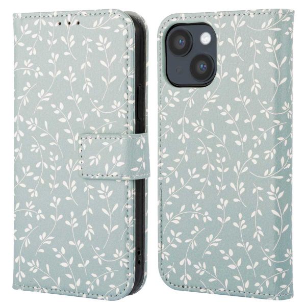 imoshion Étui de téléphone portefeuille Design iPhone 14 - Smoke Green Flowers