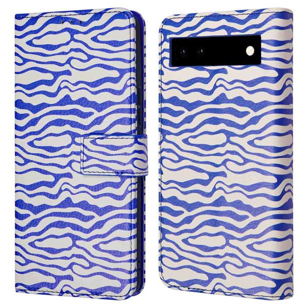 imoshion ﻿Étui de téléphone portefeuille Design Google Pixel 6a - White Blue Stripes