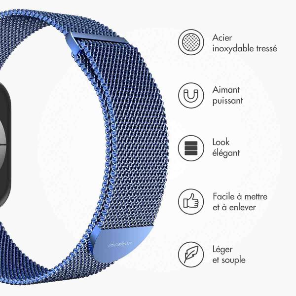 imoshion Bracelet magnétique milanais Apple Watch Series 1 - 11 / SE / Ultra (44/45/46/49 mm) - Taille M - Bleu