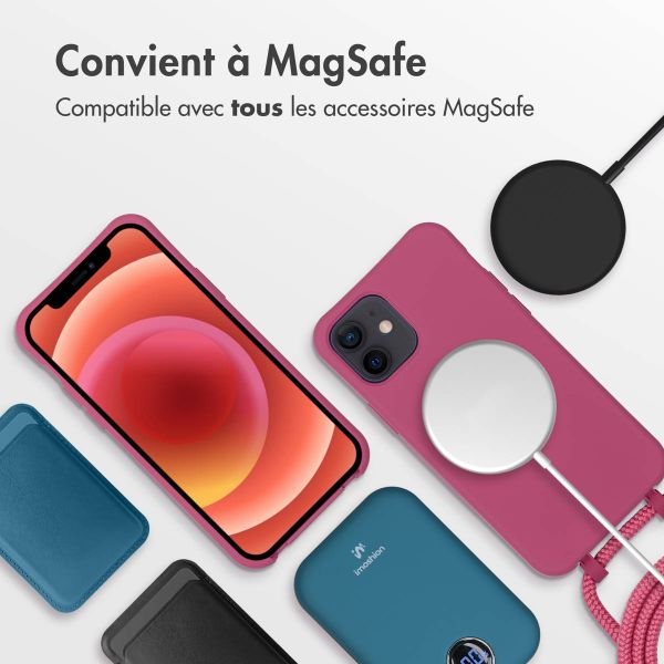 imoshion Coque arrière Color avec cordon amovible et MagSafe Apple iPhone 12 (Pro) - Raspberry