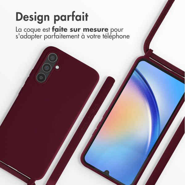 imoshion ﻿Coque en silicone avec cordon Samsung Galaxy A34 (5G) - Rouge foncé