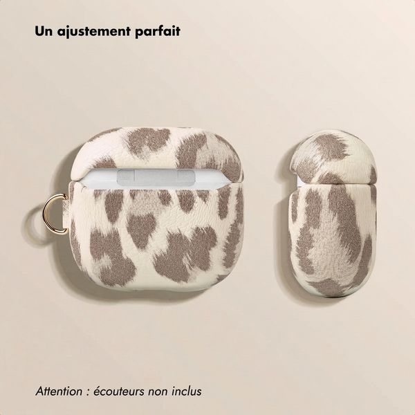 Selencia Coque Sabi motif panthère  Apple Airpods 4 - Soft Ivory