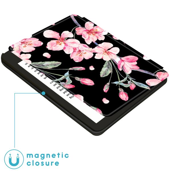 imoshion Design Slim Hard Sleepcover avec support Kobo Sage / Tolino Epos 3 - Blossom Watercolor Black