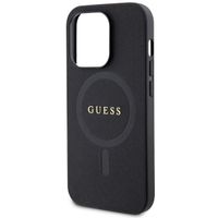 Guess Coque arrière Saffiano MagSafe iPhone 15 Pro Max - Noir