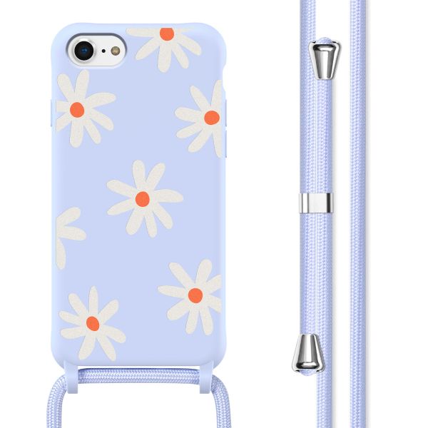 imoshion Coque design en silicone avec cordon iPhone SE (2022 / 2020) / 8 / 7 - Lila Flower Distance