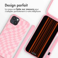 imoshion Coque design en silicone avec cordon Apple iPhone 15 Plus - Retro Pink