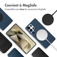 Accezz Coque arrière en cuir avec Magsafe Samsung Galaxy S25 Ultra - Nightfall Blue