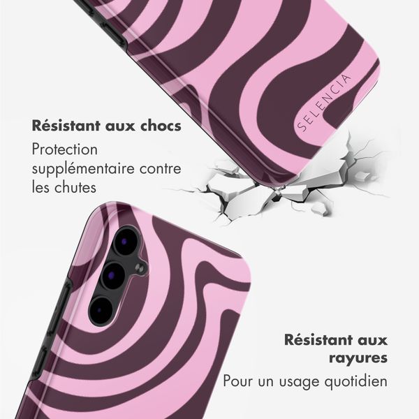 Selencia Coque arrière Vivid Samsung Galaxy S25 FE - Wavy Swirl Pink Plum