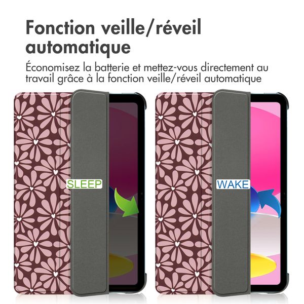 imoshion Coque tablette Design Trifold Apple iPad 11 (2025) 11 pouces A16 / iPad 10 (2022) 10.9 pouces - Bloom Love Blush