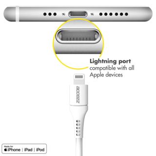 Accezz Câble Lightning vers USB iPhone 13 Pro Max - Certifié MFi - 1 mètre - Blanc