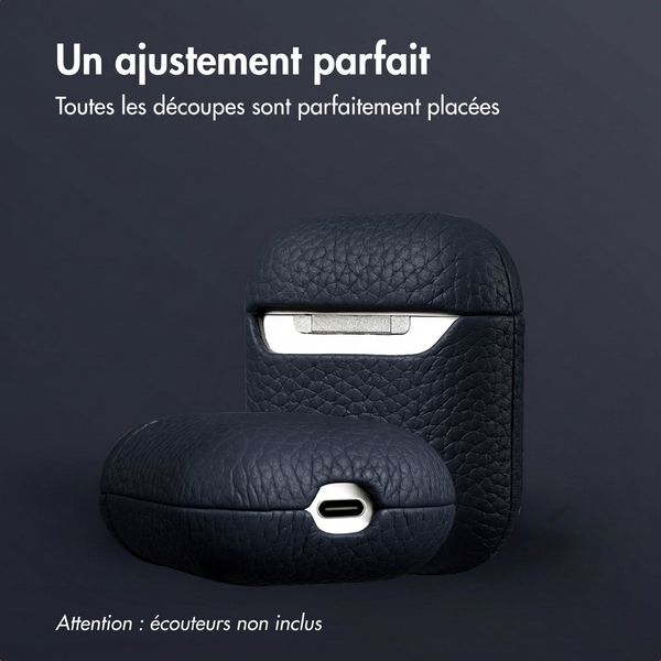 Accezz Coque en cuir véritable  Apple Airpods 1 / 2 - Bleu foncé