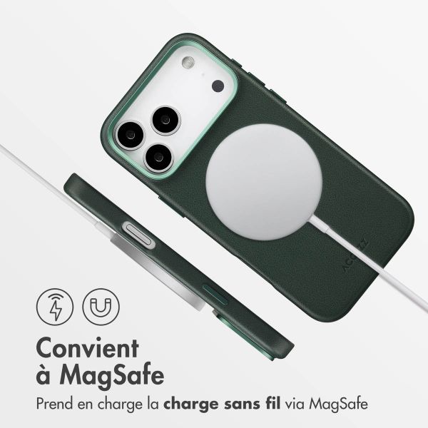Accezz Coque arrière en cuir avec MagSafe Apple iPhone 17 Pro Max - Cedar Green