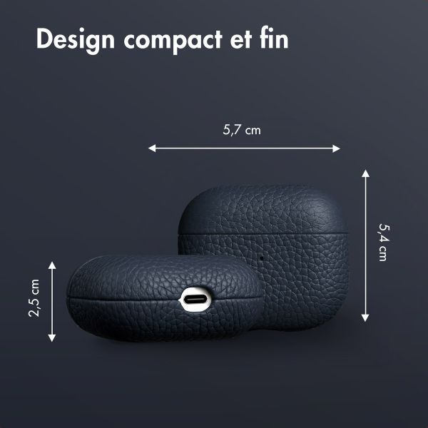 Accezz Coque en Cuir véritable Apple AirPods 3 - Bleu foncé