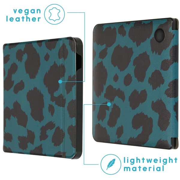 imoshion ﻿Design Slim Hard Sleepcover avec support Kobo Libra H2O - Green Leopard