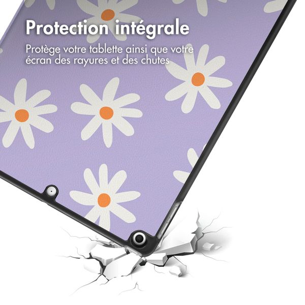 imoshion Coque tablette Design Trifold Apple iPad 9 (2021) 10.2 pouces / iPad 8 (2020) 10.2 pouces / iPad 7 (2019) 10.2 pouces - Flowers Distance