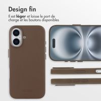 Accezz Coque arrière en cuir avec MagSafe Apple iPhone 16 - Marron café