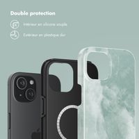 Selencia Coque arrière Vivid Tough avec MagSafe iPhone 15 - Marble Grayed Jade