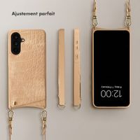Selencia Coque de télephone Nova Croco avec cordon et porte-cartes Samsung Galaxy A36 / A56 - Toasted Almond