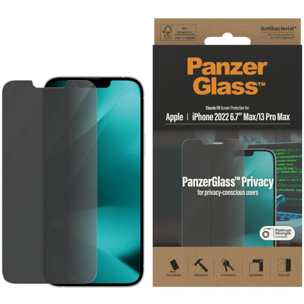 PanzerGlass Protection d'écran Privacy en verre trempé Case Friendly Anti-Bacterial Apple iPhone 14 Plus / 13 Pro Max