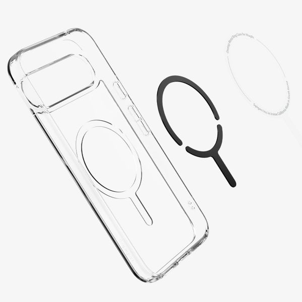 Spigen Coque Ultra Hybrid Metal Ring MagFit Google Pixel 9 Pro XL - Transparent / Blanc