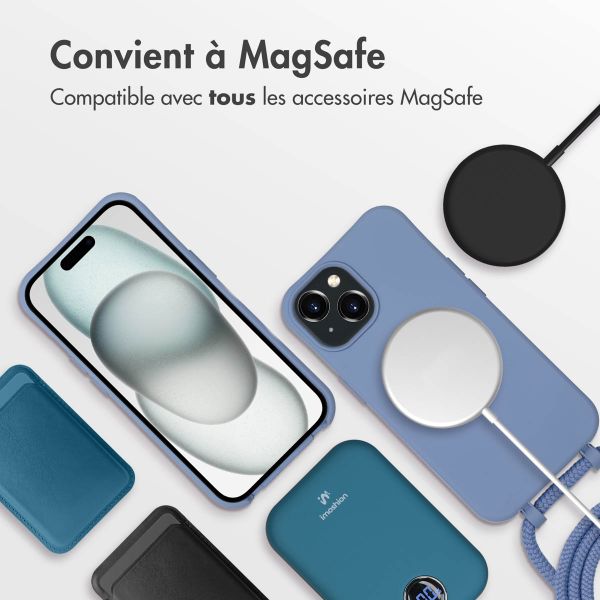 imoshion Coque de couleur avec cordon amovible MagSafe iPhone 15 - Ash Blue