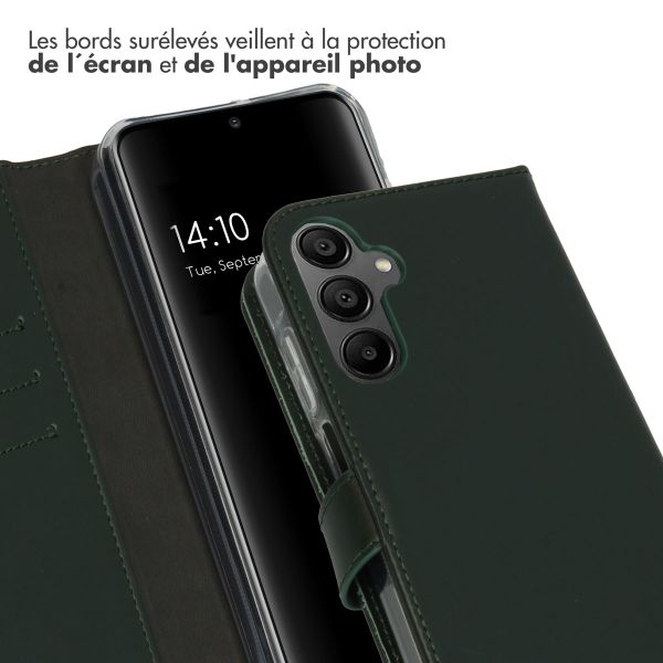 Selencia Étui portefeuille en cuir véritable Samsung Galaxy A15 (5G/4G) - Vert